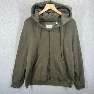 Fieldworth Full Zip Hoodie Mens 2XL Green Slub Knit Cotton Blend EUC